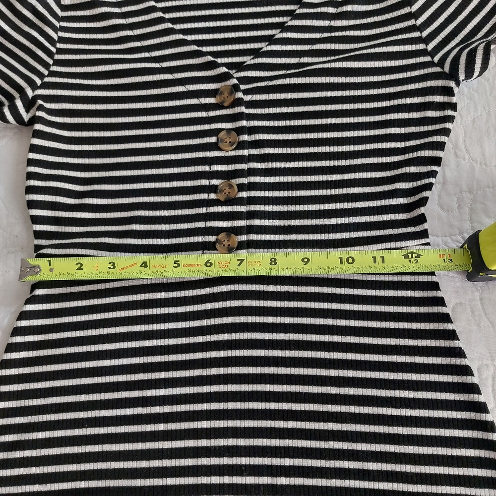 Pink Rose - Black & White Striped Mini Dress - Picture 6 of 8